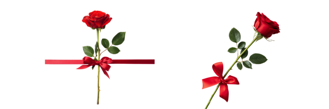 Elegant red rose with transparent background floral arrangement studio setting close-up view