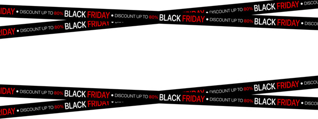 Black Friday sale tape vector on transparent background with bold text, clean stripes, and modern design for promotions, banners, ads, and retail marketing projects.