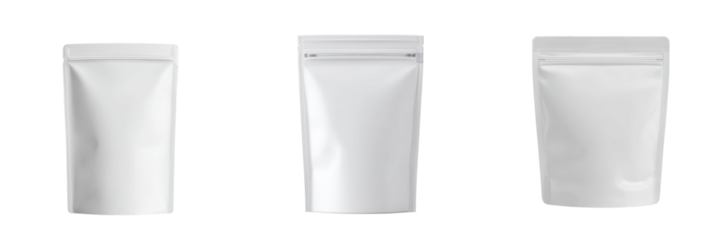 Empty pouch packaging studio setting product photography transparent background minimalist view