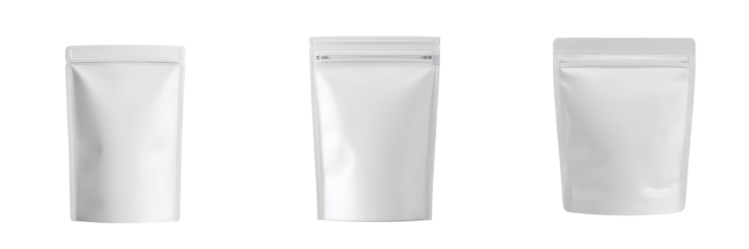 Empty pouch packaging studio setting product photography transparent background minimalist view
