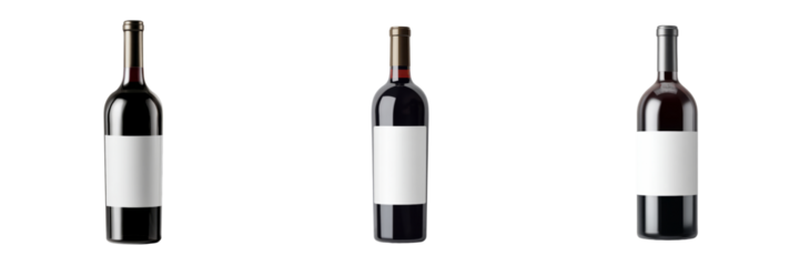 Elegant red wine bottles with transparent background studio setting perfect for mockups