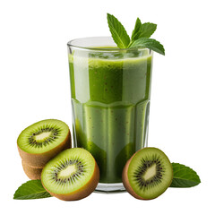 Refreshing kiwi smoothie with mint garnish, a vibrant drink for health and wellness promotions, perfect for detox campaigns and healthy lifestyle blogs