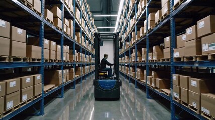 Efficient warehouse management with organized shelving and retrieval processes