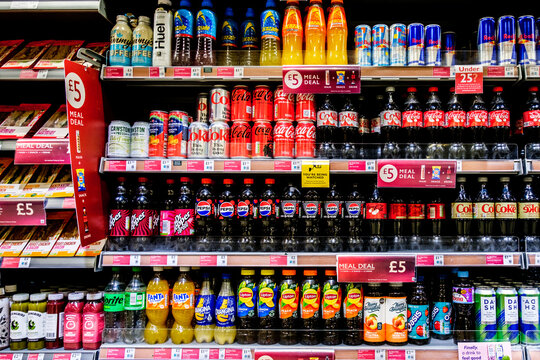 London UK, November 27 2025, Selection Of Supermarket Soft and Carbonated Refreshing Popular Drinks