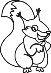 Cute cartoon squirrel outline illustration