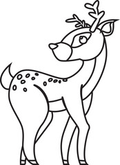 Cute cartoon deer outline illustration