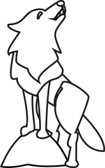 Cute cartoon wolf outline illustration