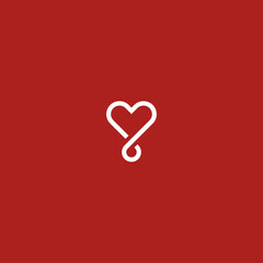 Heart loop medical logo Icon flat vector design