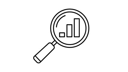 Magnifying Glass Focus on Business Growth Graph - Vector Illustration