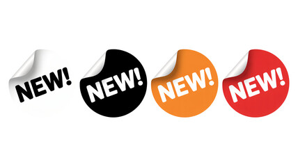 Announce fresh arrivals with these vibrant new stickers in red, orange, white, and black, perfect for marketing campaigns and grabbing customer attention!