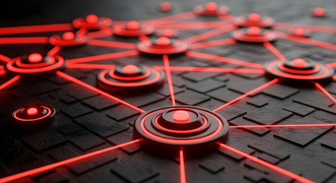 Modern glowing network connecting on dark surface shows technology, data, and innovative connection solutions