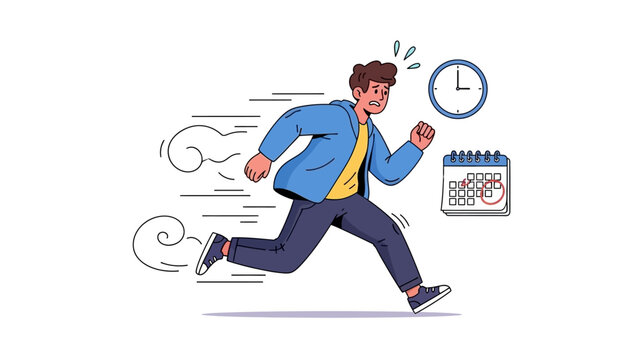 Person running in a hurry, illustrating the concept of being late or under time pressure