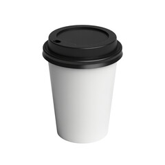 Coffee to go in a white paper cup with a black lid, perfect for branding mockups or showcasing your cafe's beverage offerings, ideal for social media