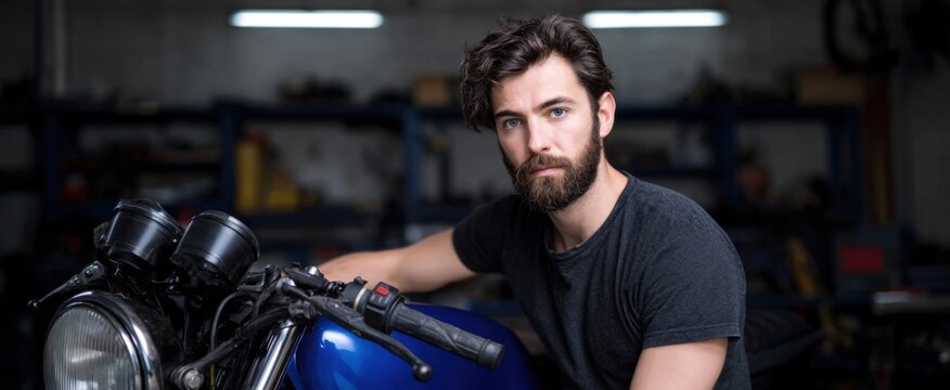 Mechanic fine-tuning a motorcycle engine within a workshop environment - Powered by Adobe