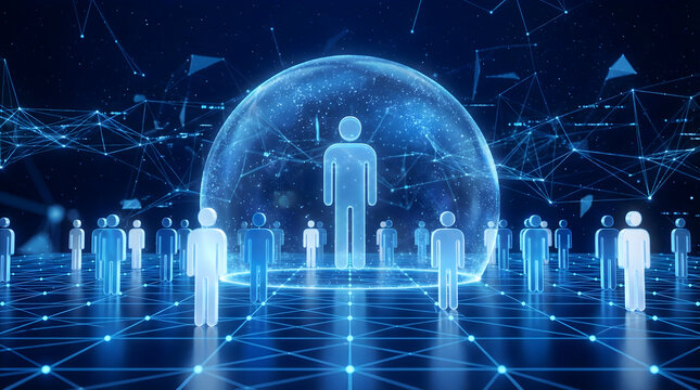 Modern human network connecting people, showing global teamwork and collaboration in technology sector - Powered by Adobe