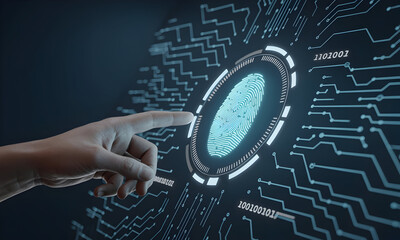 Secure fingerprint access unlocking digital security with biometric authentication and cutting edge technology for user identity