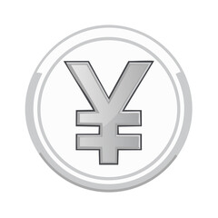 Obraz premium Silver Japanese Yen Symbol Coin Illustration