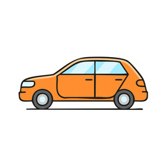 Fototapeta premium Stylized Orange Hatchback Car Illustration Side View