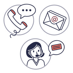 Customer Service Icons with Phone Email and Operator bubble inbox