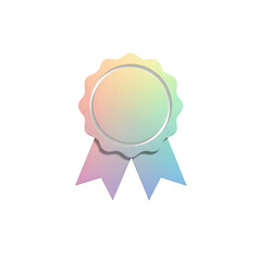 Pastel gradient award ribbon badge with a blank center, symbolizing achievement, quality, or success, isolated on transparent background