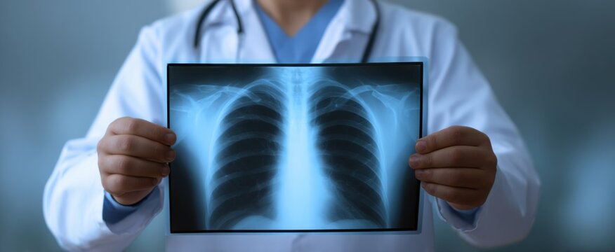 doc checking out a chest x-ray in a medical environment