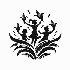 Children holding corn