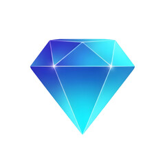 A shimmering blue diamond gem with faceted edges, showcasing a vibrant gradient from deep blue to light cyan, isolated on transparent background
