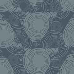 Abstract seamless pattern with layered concentric circles and distressed texture. Stylish neutral design for wallpapers, textiles, interior decoration, packaging and surface design.