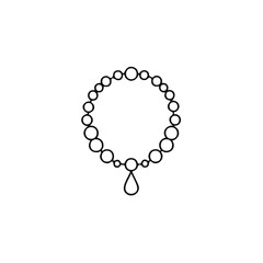 Obraz premium Elegant Pearl Necklace Icon with Teardrop Pendant Minimalist Line Art