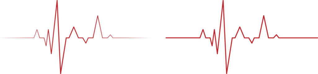 Two red sound waveforms displayed against a white background