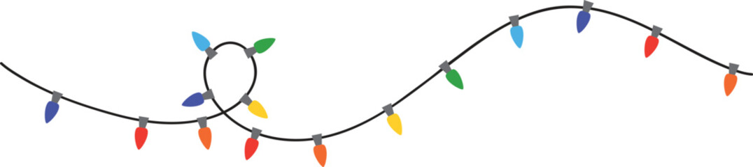 Colorful Christmas lights garland vector illustration for holiday decoration isolated on white background