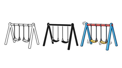 Colorful Children's Swings Set in Playground Bright and Fun