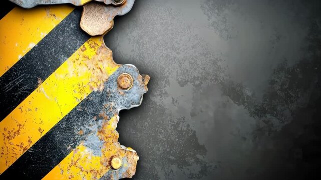 Industrial warning background with grunge metal texture