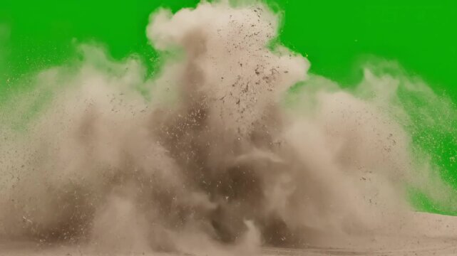 Vertical Dust Cloud Eruption with and sand best resolution animated green screen video 4k easy editable high quality vector 3d illustration top choice background distortion, overlay, glitch, static