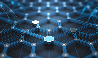 Dynamic network connecting nodes, perfect for showcasing digital transformation, AI, and modern technology solutions