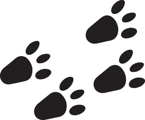 Deer and moose tracks black silhouette. Vector animals footprint set