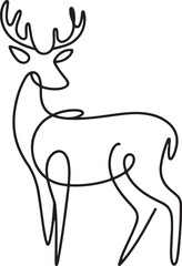 Fallow deer in continuous line art drawing style. Reindeer minimalist black linear sketch isolated on white background. Vector illustration