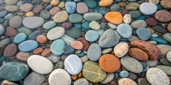 Colorful smooth river rocks under clear water - Powered by Adobe