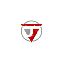 T and J Initial Letter Logo in Circular Triangle Design