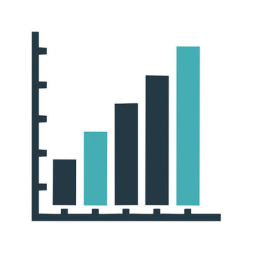 Illustrated bar graph showing growth trends and data analysis over time with increasing columns