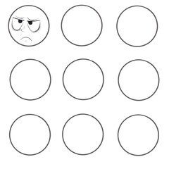 Template for drawing emoticons, coloring page 