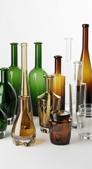 Assortment of decorative glass bottles and jars arranged in a group.