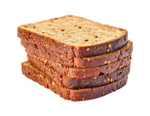Stack of rye bread slices food grain bread bakery baked brown delicious on transparent background