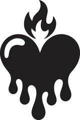 Icon, symbol for web. A beautiful burning heart-shaped candle melts beautifully on a white background. Vector illustration