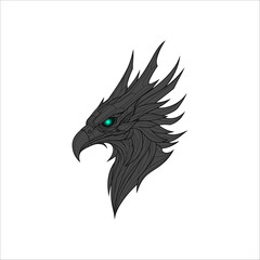 Cyberpunk Eagle head hand drawn illustration artwork