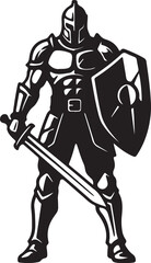 Fototapeta premium black silhouette of knight on white background, vector.