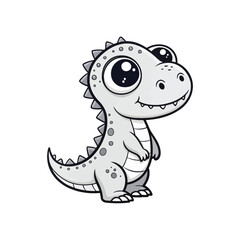 Cute cartoon dinosaur character silhouette