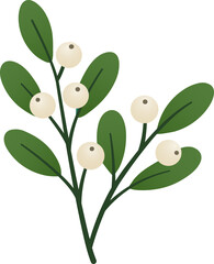 A illustration of Christmas holly leaves and berries, featuring festive botanical elements in green and white. Perfect for holiday decorations, cards, patterns, wrapping paper, winter season design.