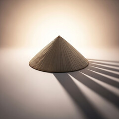 베트남 전통 모자에 그림자가 드리운 그림