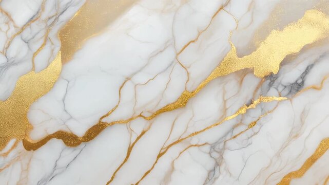 A luxurious white marble texture with elegant grey and gold veins.